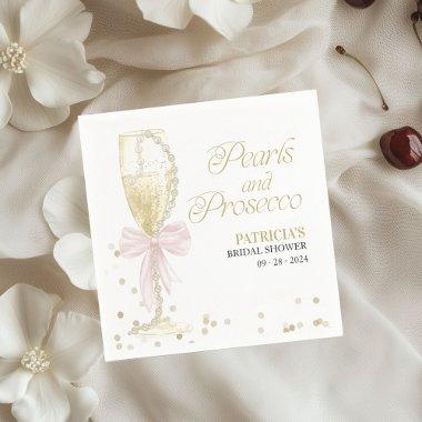 Pink Bow Pearls And Prosecco  Napkins