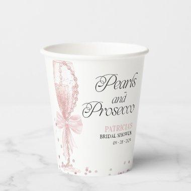 Pink Bow Pearls & Prosecco  Paper Cups