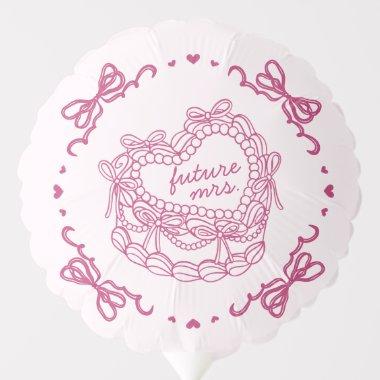 Pink Bow Retro Heart Coquette Cake  Balloon