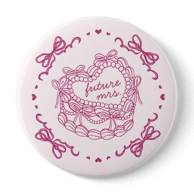 Pink Bow Retro Heart Coquette Cake  Button
