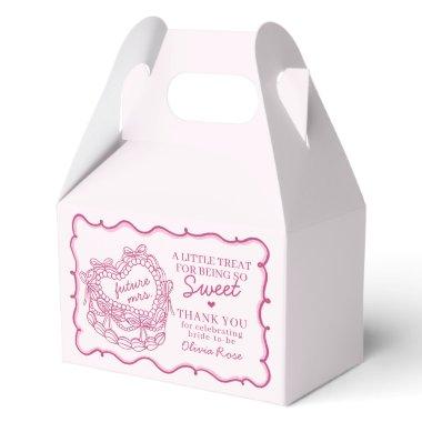 Pink Bow Retro Heart Coquette Cake  Favor Boxes