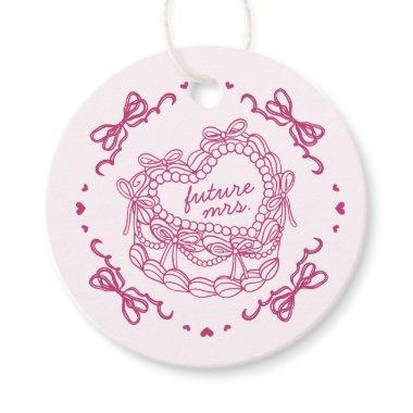 Pink Bow Retro Heart Coquette Cake  Favor Tags