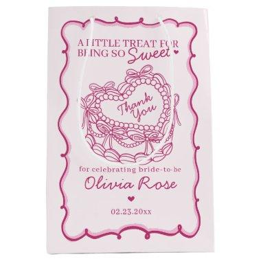 Pink Bow Retro Heart Coquette Cake  Medium Gift Bag
