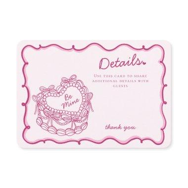 Pink Bow Retro Heart Coquette Cake Details Insert