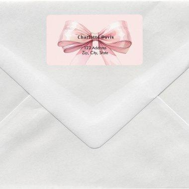 Pink bow return address label