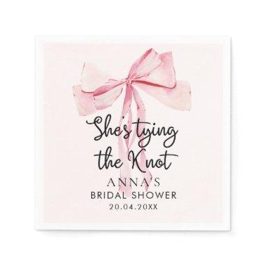 Pink Bow She Tying The Knot Bridal Shower Napkins