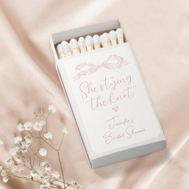 Pink Bow She's Tying the Knot  Matchboxes