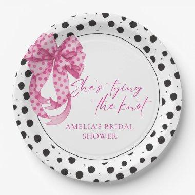 Pink bow She's Tying the Knot  Paper Plates