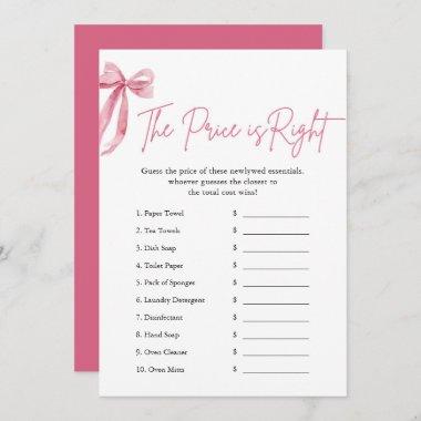 Pink Bow The Price is Right Bridal Shower Game Invitations