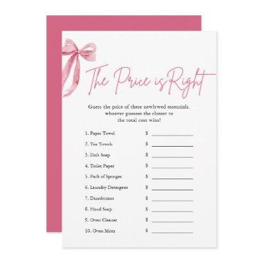 Pink Bow The Price is Right Bridal Shower Game Invitations