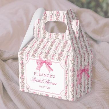 Pink Bow Toile Coquette Bridal Shower Favor Boxes