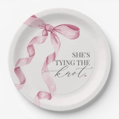Pink Bow Tying the Knot  Decor Paper Plates