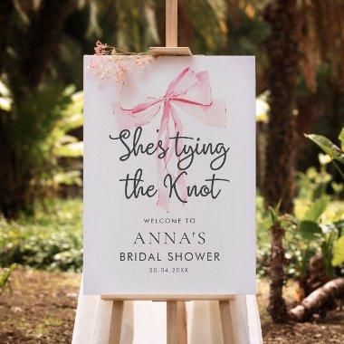 Pink Bow Tying The Knot Bridal Shower Foam Board