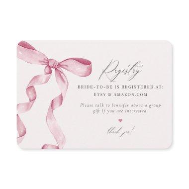 Pink Bow Tying the Knot Registry  insert