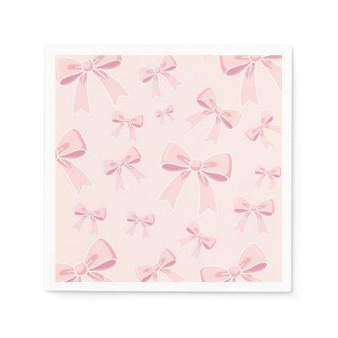 Pink Bows Cute Coquette Cottage Birthday Party Napkins