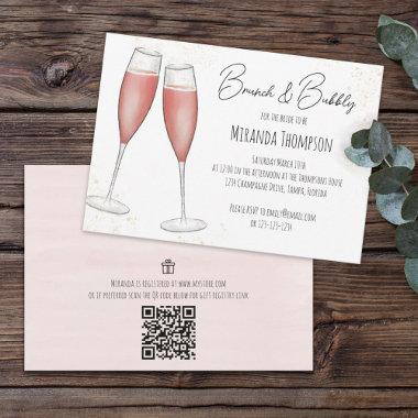 Pink Bridal Brunch Shower QR Code Gift Registry Invitations