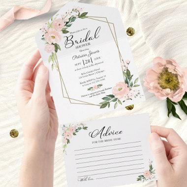 Pink Bridal Shower Invitation With Advice Card