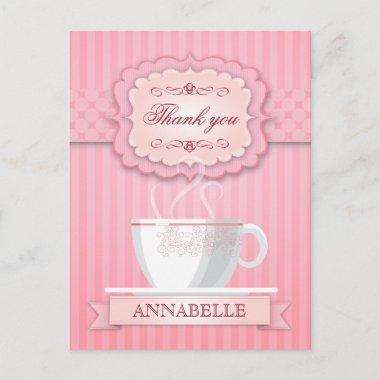 Pink Bridal Shower Tea Party Thank You PostInvitations