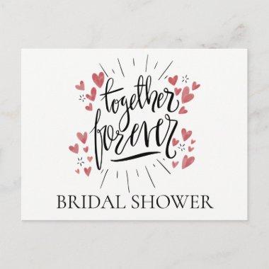 Pink Bridal Shower Together Forever Hearts Wedding Invitation PostInvitations
