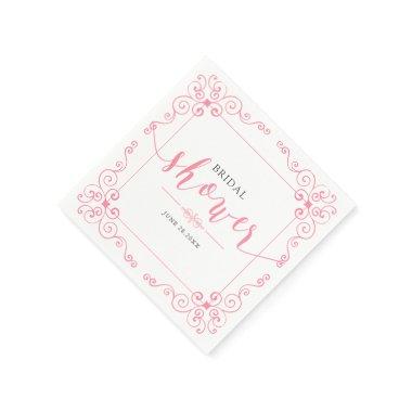 Pink Bridal Shower Typography & Vintage Frame Napkins