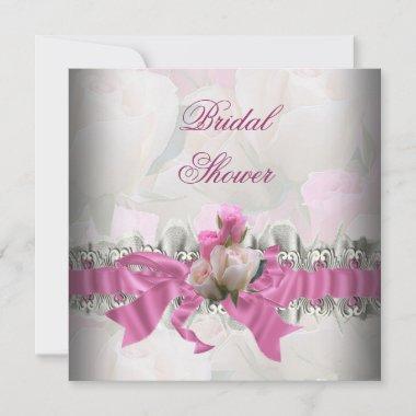 Pink Bridal Shower White Lace Garter Invitations