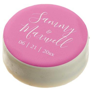 Pink Bride and Groom Name Wedding Chocolate Covered Oreo