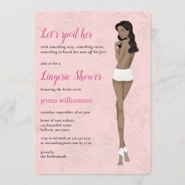 Pink bride in her panties lingerie shower Invitations