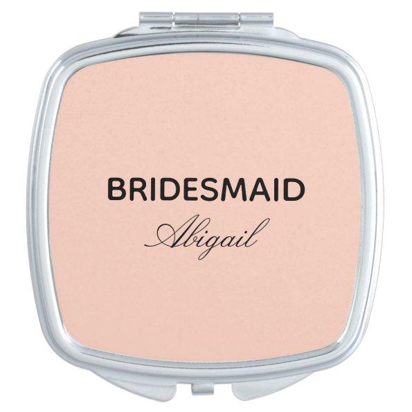 Pink bridesmaid survival kit gift elegant script compact mirror