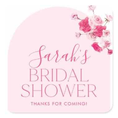 Pink Bright Floral Bridal Shower Favor Tag Sticker