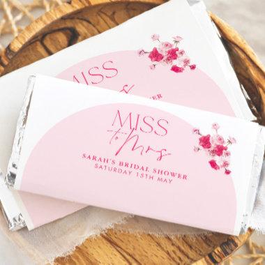 Pink Bright Floral Bridal Shower Roses Chocolate Hershey Bar Favors