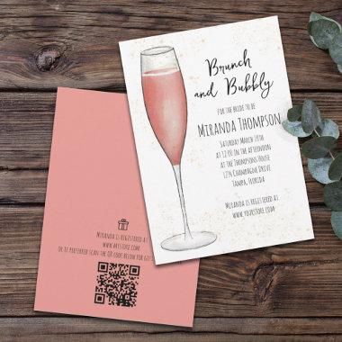Pink Brunch and Bubbly Champagne Bridal Shower Inv Invitations