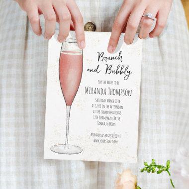Pink Brunch and Bubbly Champagne Bridal Shower Invitations