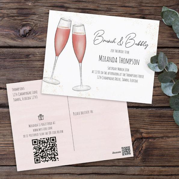 Pink Brunch Bridal Shower QR Code Gift Registry PostInvitations