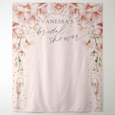 Pink Brunch & Bubbly floral Bridal Shower backdrop
