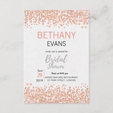 Pink Bubbles Chic Calligraphy Bridal Shower Invite