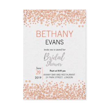 Pink Bubbles Chic Calligraphy Bridal Shower Invite