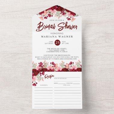 Pink Burgundy Floral  with Recipe All In One