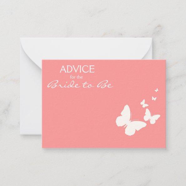 Pink Butterfly Advice for the Bride to Be Invitations