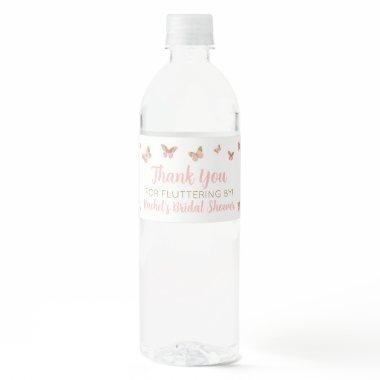 Pink Butterfly Bridal Shower Favor Water Bottle Label