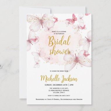 Pink Butterfly Bridal Shower Invitations