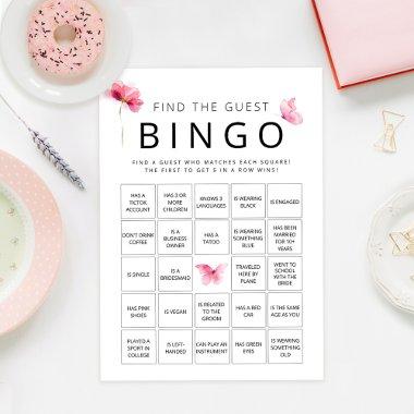 Pink Butterfly Find The Guest Bingo Game