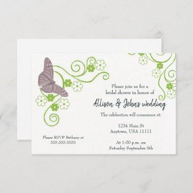 Pink Butterfly Floral Bridal Shower Invite