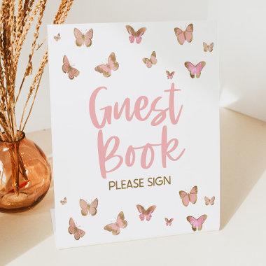 Pink Butterfly Guest Book Please Sign Party Sign