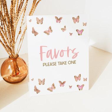 Pink Butterfly Party Favors Table Sign