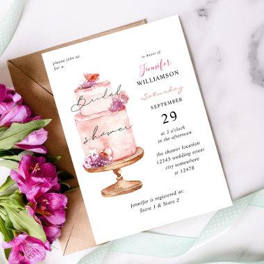 Pink Cake Bridal Shower Invitations