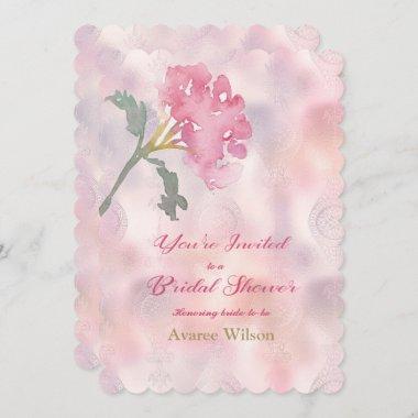 Pink Carnation Bridal Shower  Invitations