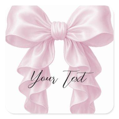 Pink Cascade Ruffle Bow Classy  Square Sticker