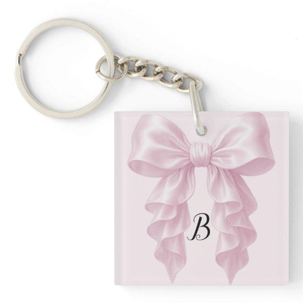 Pink Cascade Ruffle Bow Classy Posh Keychain