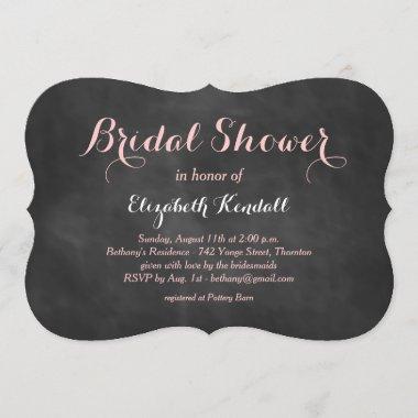 Pink Chalk Bridal Shower Invitations