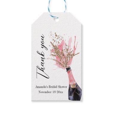 Pink Champagne Bridal Shower Morden Favor Gift Tags